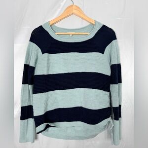 Maurices Medium Blue Navy Striped Knit Sweater Soft Textured Colorblock Pullover